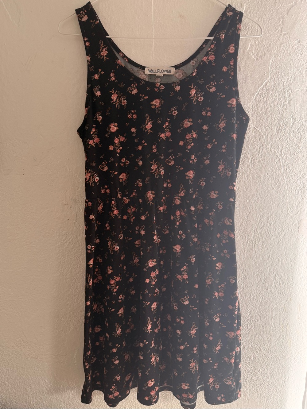 Black floral sleeveless mini dress